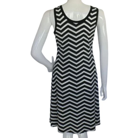 CALVIN KLEIN Tank Dress, S, Black/White Chevrons, Tank, Shift, Summer - Picture 4 of 8